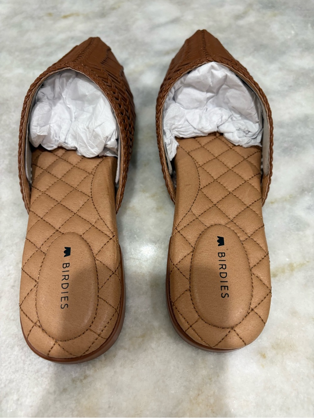 Birdies Brown Woven Leather Pointed Slip-On Mules 6.5 - Picture 3 of 8